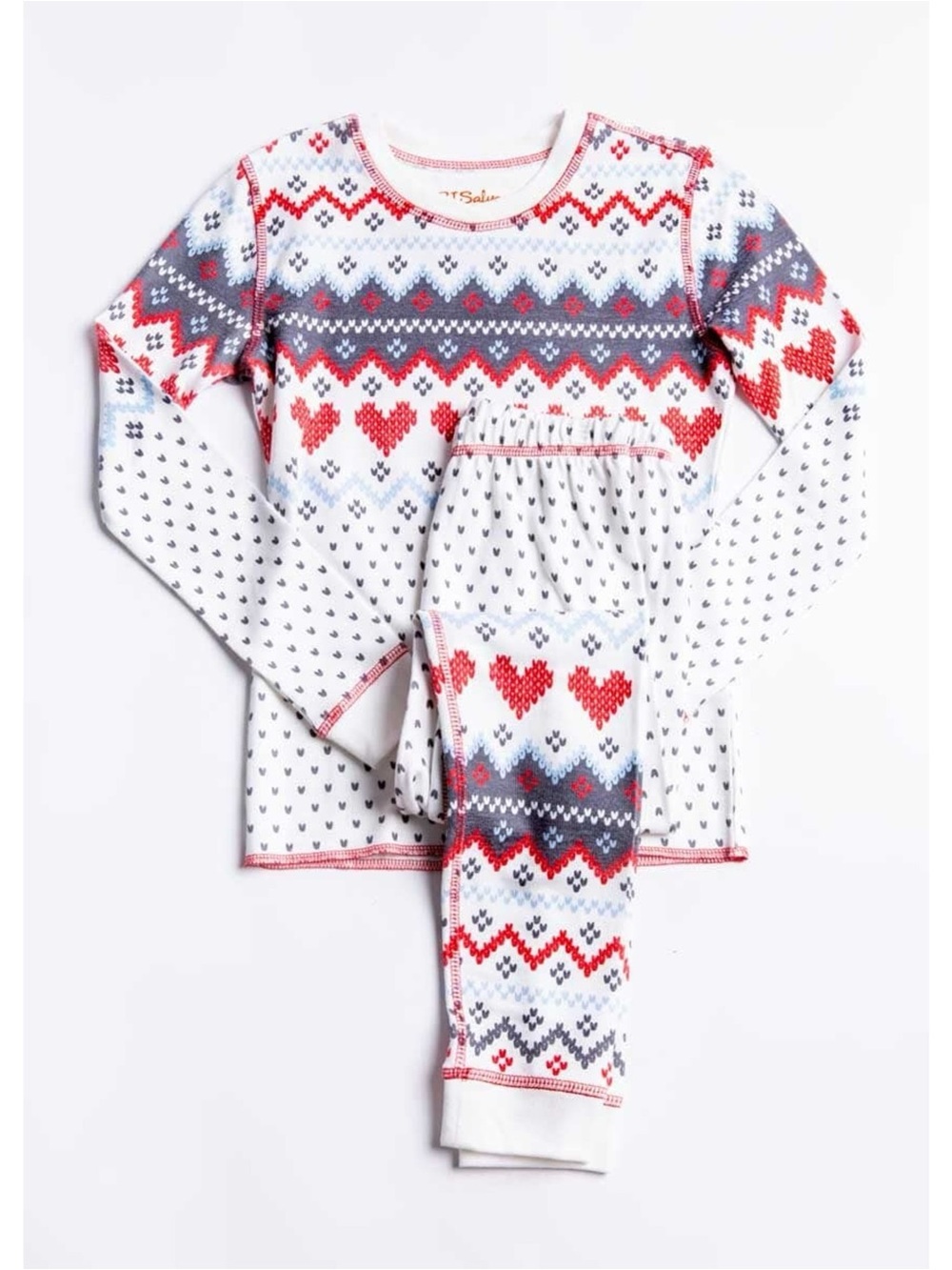 P.J. Salvage White, Red & Gray Heart Fair Isle Women’s Pajama Set